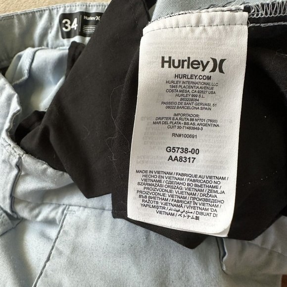 Hurley Mens Light‎ Blue Shorts Sz 34 RN# 100691 - Picture 7 of 7